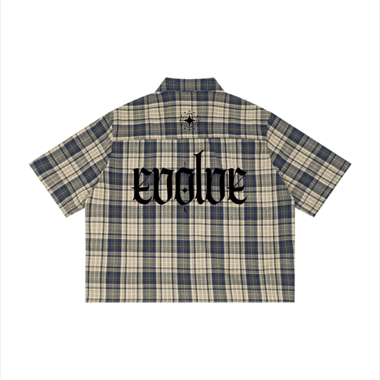 Evolve Boxy Cropped Flannel - Ocean
