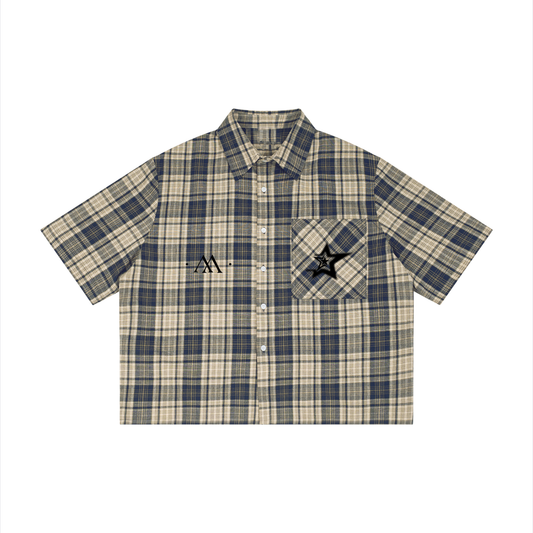 Evolve Boxy Cropped Flannel - Ocean